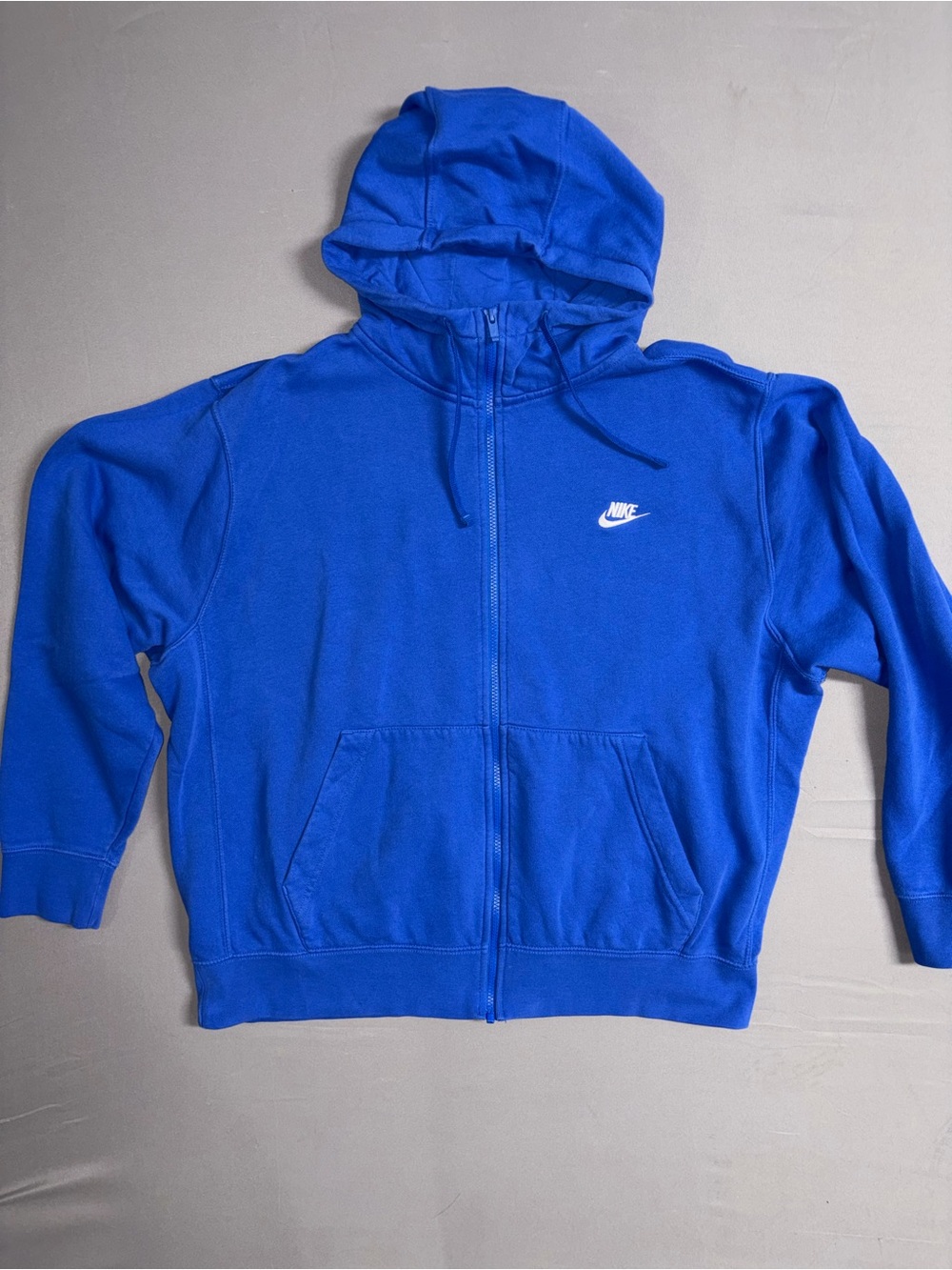 Nike Cobalt Blue Full-Zip Hoodie with White Swoosh